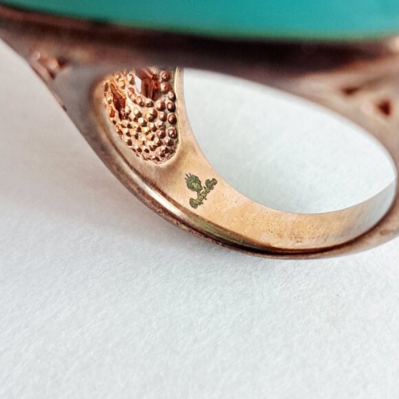 New Angelique de Paris Green Teal Resin Square Ring Size 7 - Picture 12 of 16